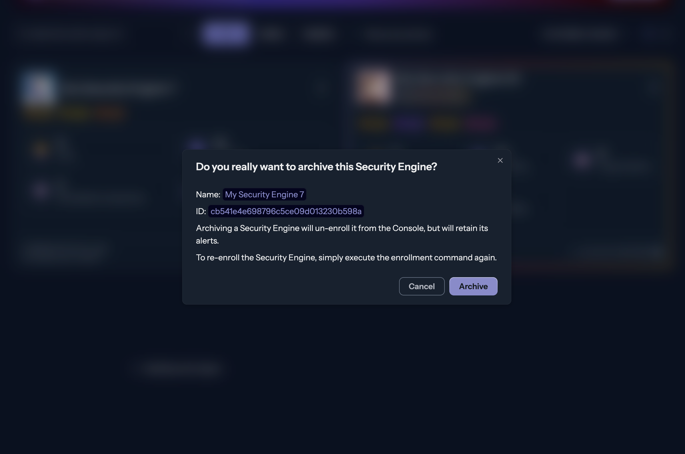 Archive modal